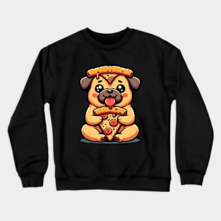 Pug Dog Eating Pizza Crewneck Sweatshirt